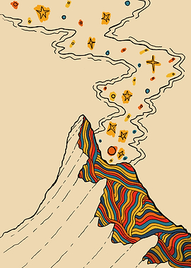 Colorful Mountain with Starry Smoke