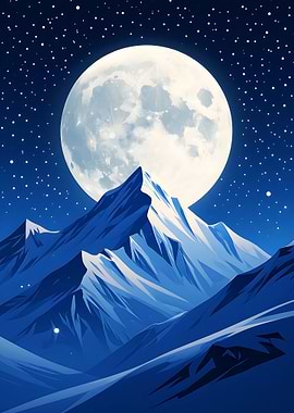Moonlit Mountain Pixel Art Landscape