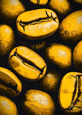 Golden Coffee Beans Close-Up