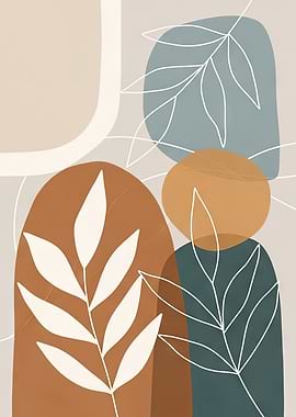 Abstract botanical art with earthy tones