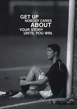 Motivational Soccer Player Black and White