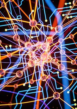 Abstract Network Connection with Glowing Lines