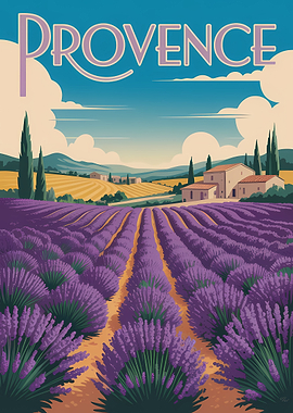 Provence Lavender Field Travel Poster Art