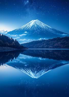 Mount Fuji Reflection at Night