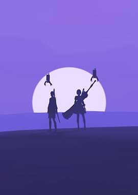 girl with Silhouette Landscape