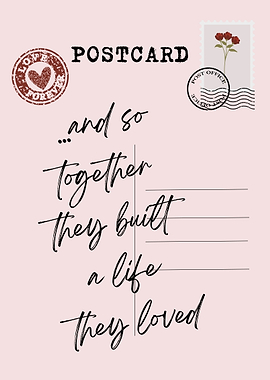 Love Forever Postcard with Floral Stamps