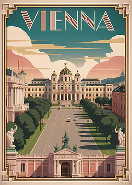 Vienna Travel Poster Art Deco Style