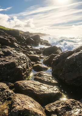 Rocky Coastline with Crashing Waves