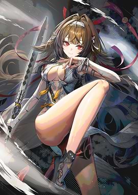 Anime Girl with Sword Digital Art