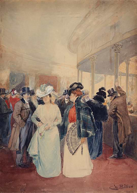 Elegant Crowd in a Grand Hall