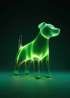 Glowing Green Dog Sculpture