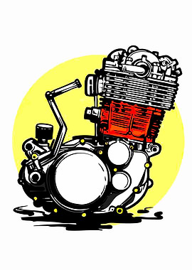 Motorcycle Engine Illustration