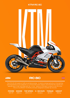 KTM RC 8C Motorcycle Poster
