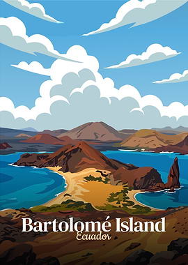 Bartolomé Island, Ecuador Travel Poster