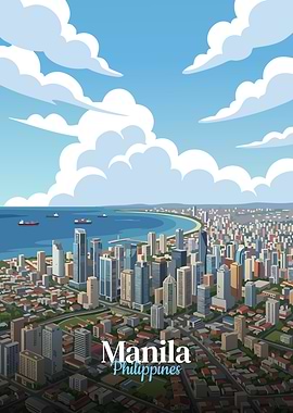 Manila Philippines Cityscape Illustration