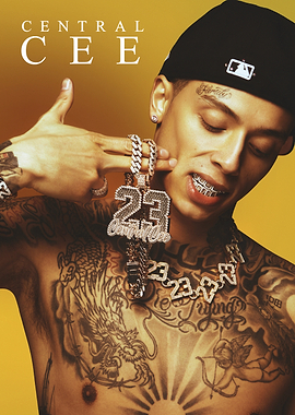 Central Cee Portrait with Tattoos and Jewelry