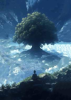 Solitude under a Giant Tree