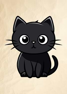 Cute Cartoon Black Cat Illustration
