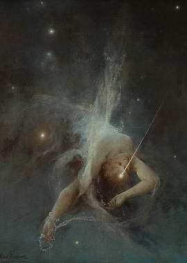 Cosmic Figure with Pearls and Light