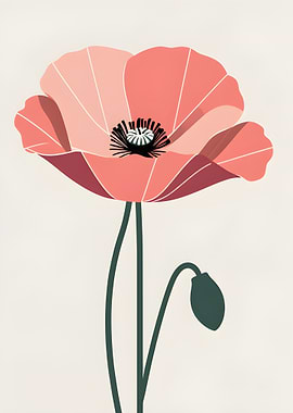 Stylized Poppy Flower Illustration