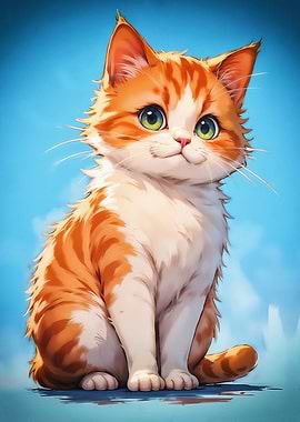 Cute Orange Tabby Cat Illustration