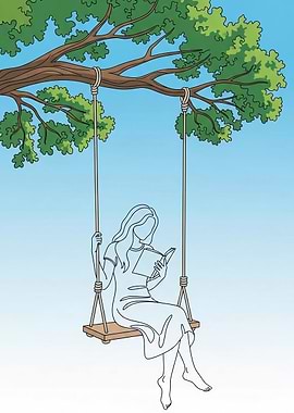 Woman Reading on a Tree Swing