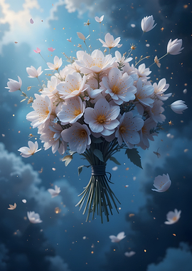 Floral Bouquet in Dreamy Sky