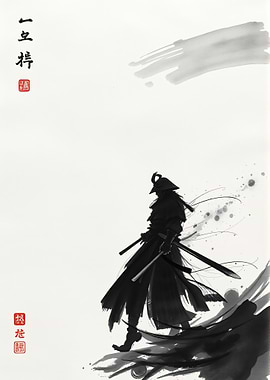 Samurai Ink Wash Painting