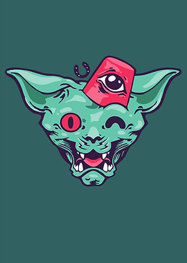 Cartoon Cat with Eye Hat