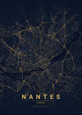 Nantes, France City Map