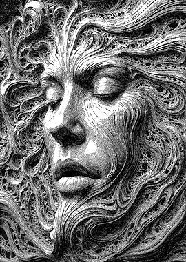 Abstract Face in Black and White