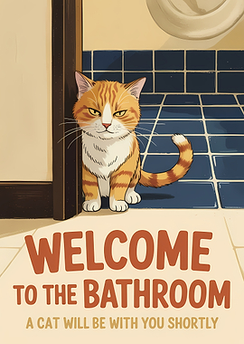 Welcome to the Bathroom Cat Art