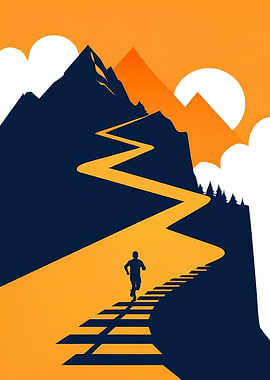 Mountain Runner Minimalist Art