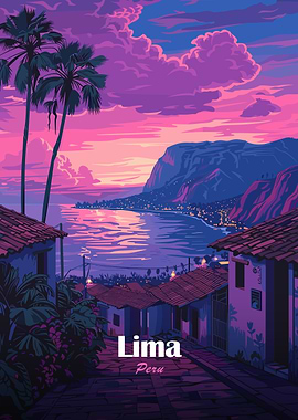 Lima, Peru: Coastal Cityscape at Sunset