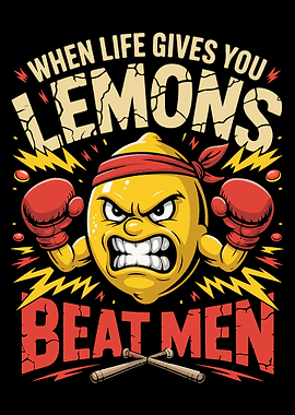 When Life Gives You Lemons Poster, Funny Motivational Lemon Art, Cartoon Gym Wall Print