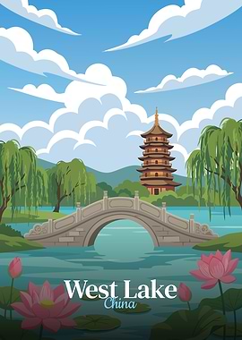 West Lake, China Travel Poster