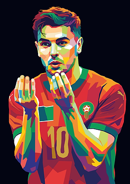 Brahim Diaz Moroccan Football Player Colorful Pop Art