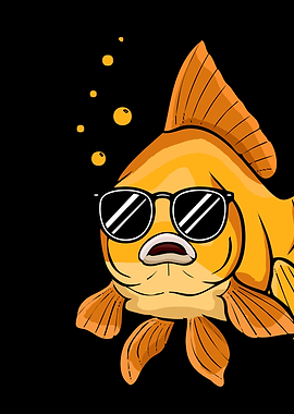 Goldfish with Sunglasses Gift Kids Aquarium