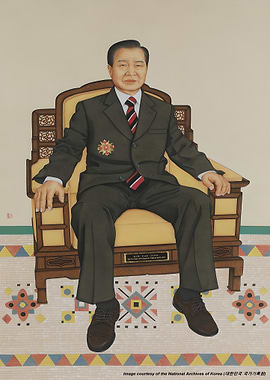 Portrait of Kim Dae-jung (15th President of South Korea) in Chair