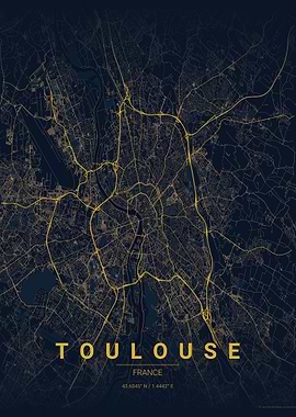 Toulouse, France City Map