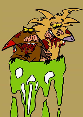 Zombie Angry Beavers Cartoon Illustration