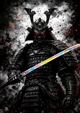 Dark Samurai with Rainbow Sword