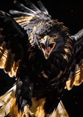 Majestic Black and Gold Eagle Portrait
