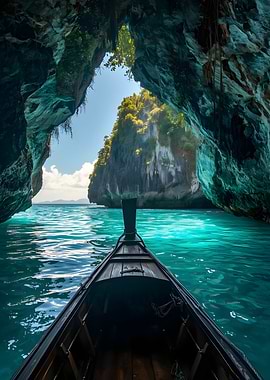 Boat Journey Through Tropical Cave