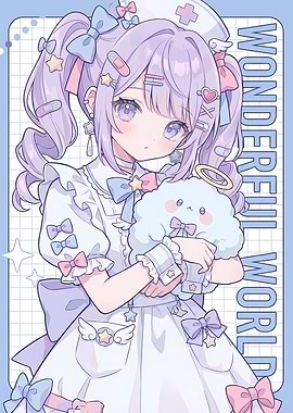 Anime Girl Nurse with Plush Toy