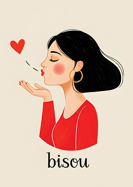 Woman Blowing Kiss Illustration