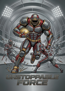 Unstoppable Force Football Player Illustration