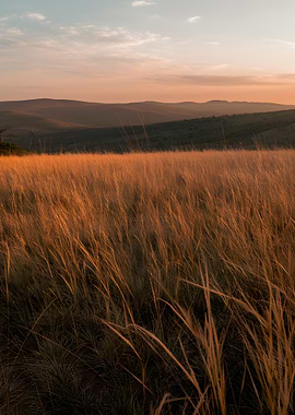 Golden field at sunset landscape