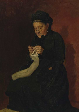 Old Woman Knitting