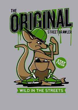Original Street Brawler Kangaroo Cartoon